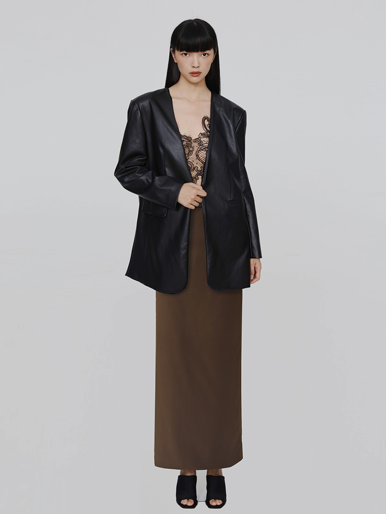 ニット シンプル美脚ニットロングスカート