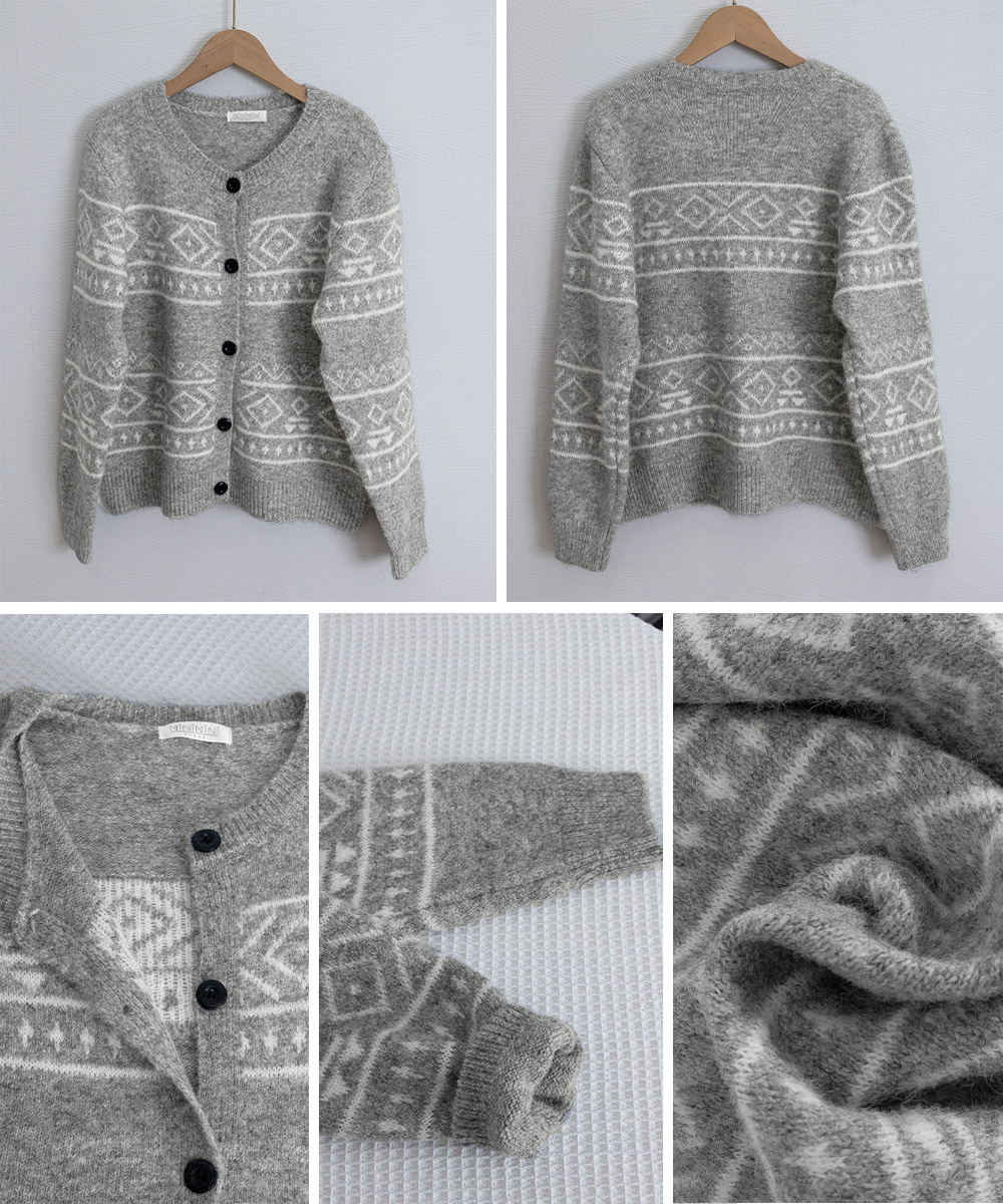 北欧風ノルディック柄ニットカーディガン