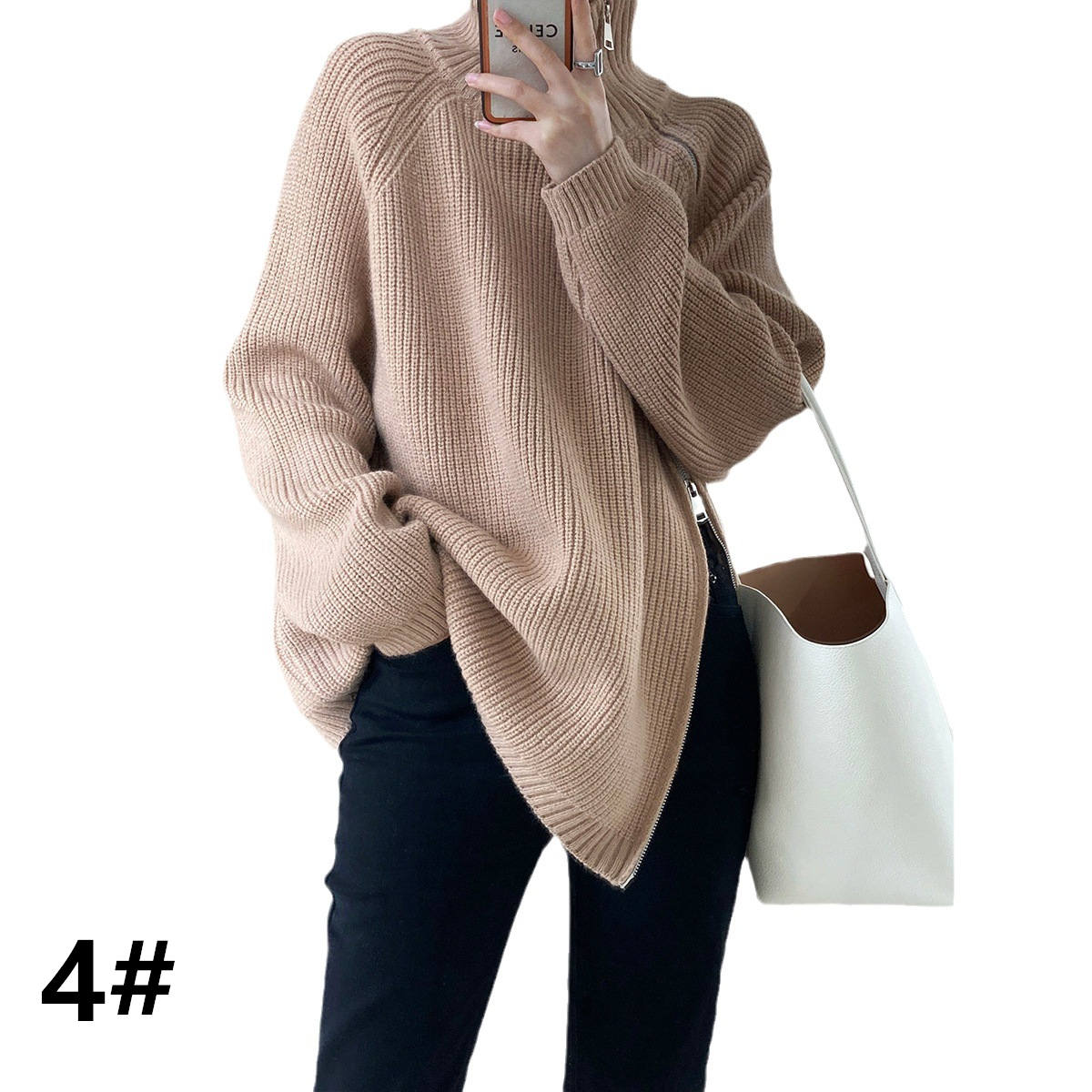 新作ハイネックニットセーター着回し抜群通勤通学対応