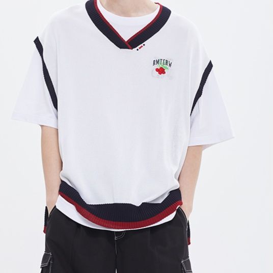ニット 学院風レイヤードニットベスト