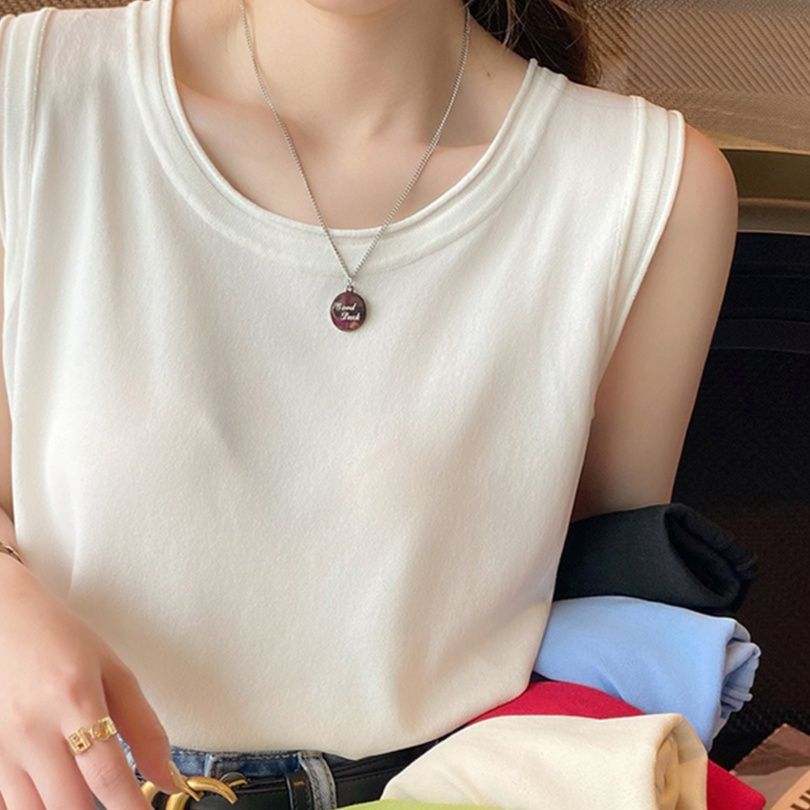 ニット シンプル丸首ニットベスト