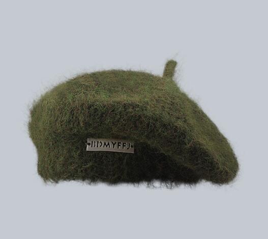 秋冬暖かニットベレー帽小顔効果画家帽子