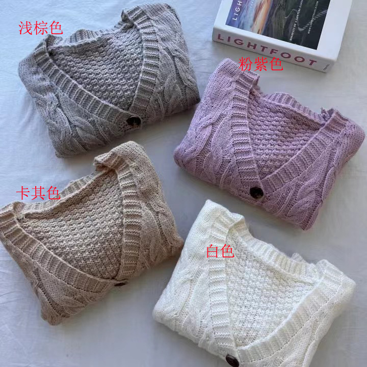 ニット ニット ケーブル編みショート丈カーディガン