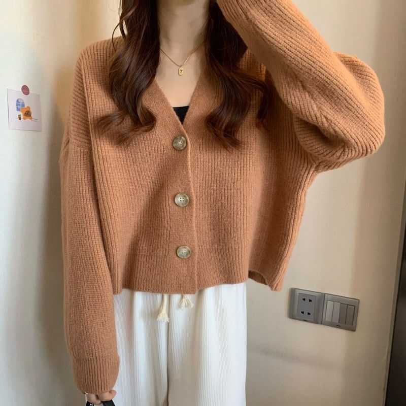 ニット ニット ゆったりシルエット短丈カーディガン