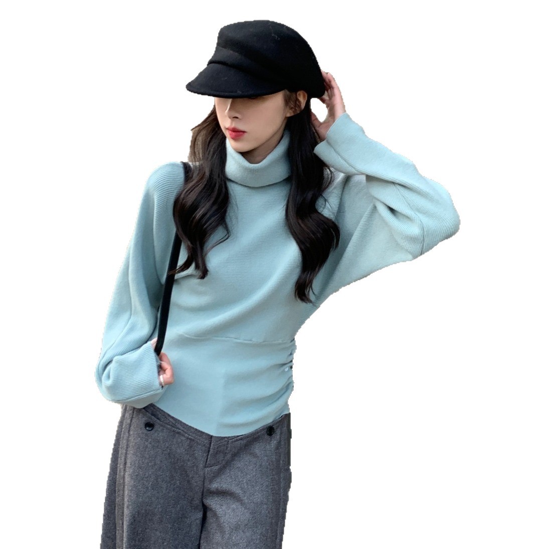韓国風タートルネックニットセーター7色展開