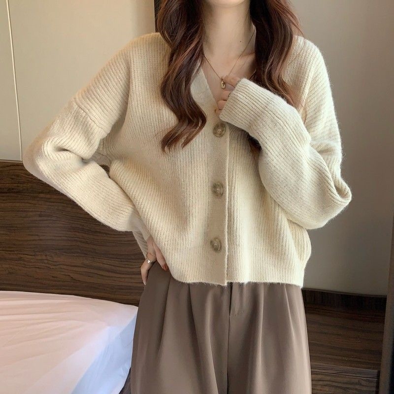 ニット ニット ゆったりシルエット短丈カーディガン