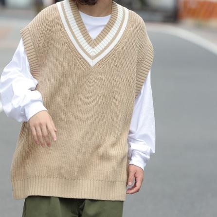 ニット ニット ラインアクセント大人のゆったりベスト