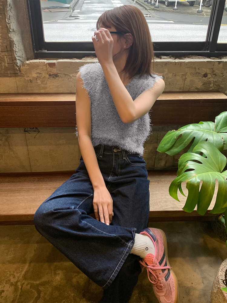 ニット ニット ふわもこシャギーベスト
