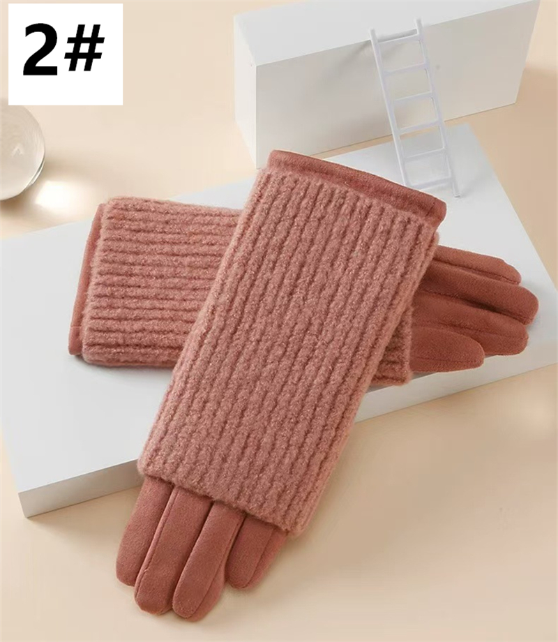 秋冬新作ニット切り替え手袋画面対応暖か女性用