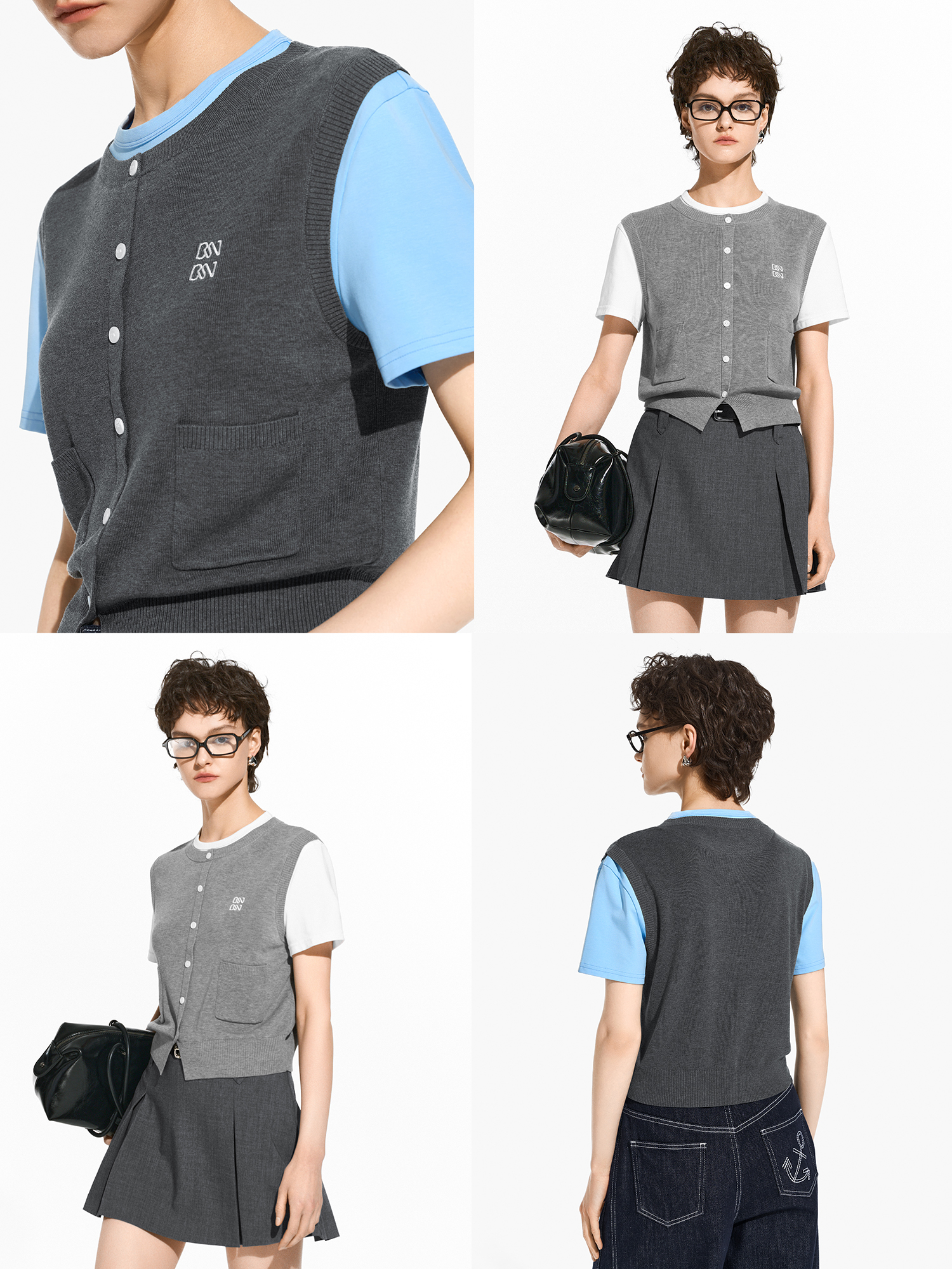 ニット カシミヤ混ポケット付きニットベスト