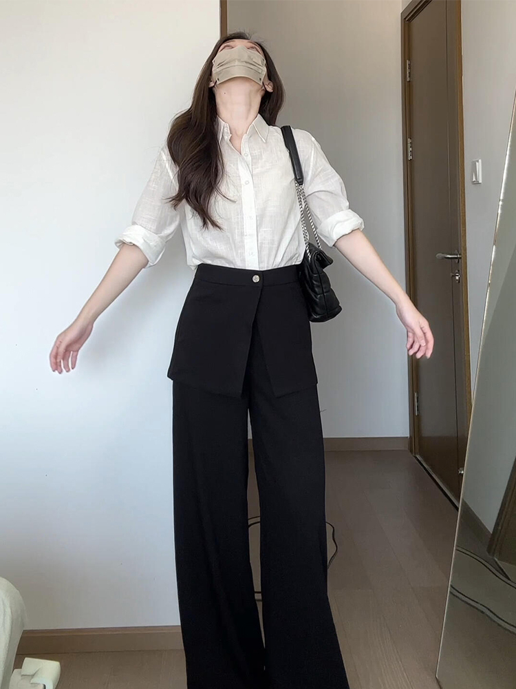 ニット ニット 重ね巻きデザインワイドパンツ