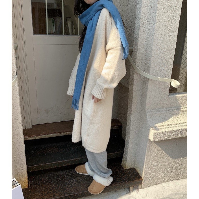 レディースニットカーディガン韓国風ロング丈5色展開