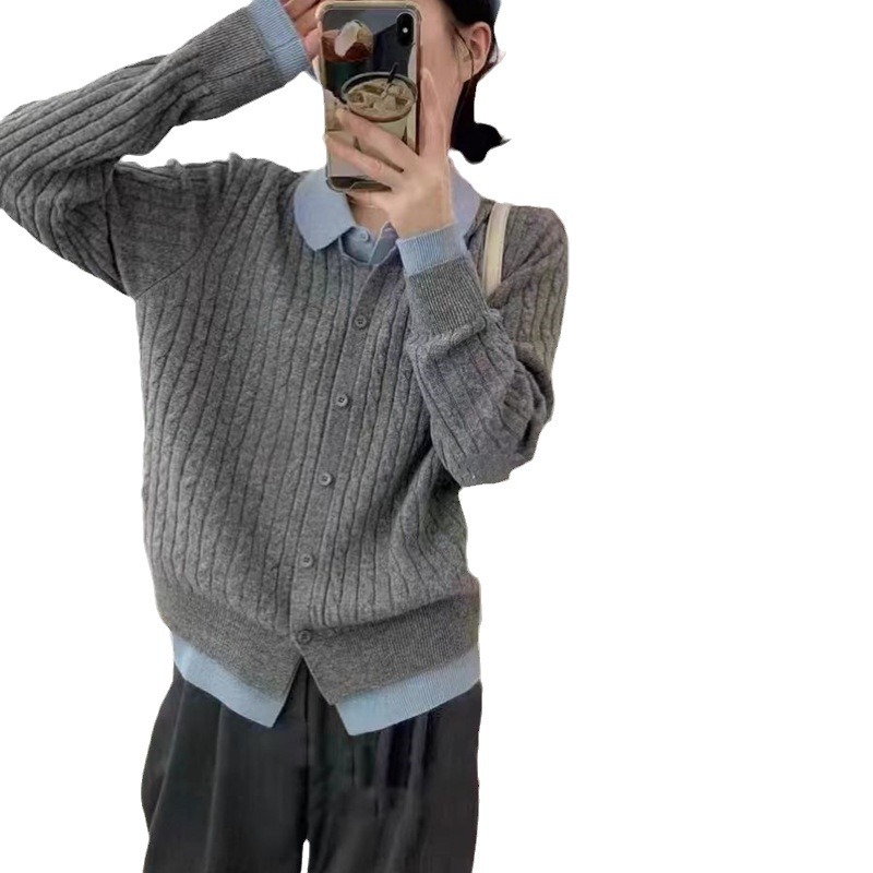 韓国風ケーブル編みニットベスト レディース 5色