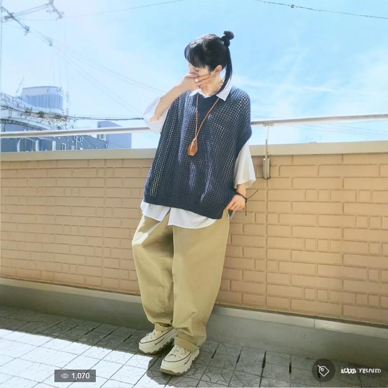 ニット 透かし編みゆったりニットベスト