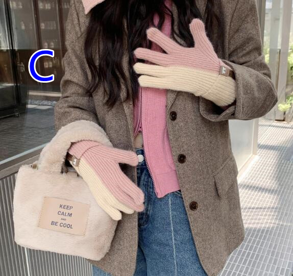秋冬ニット手袋スマートフォン対応防寒