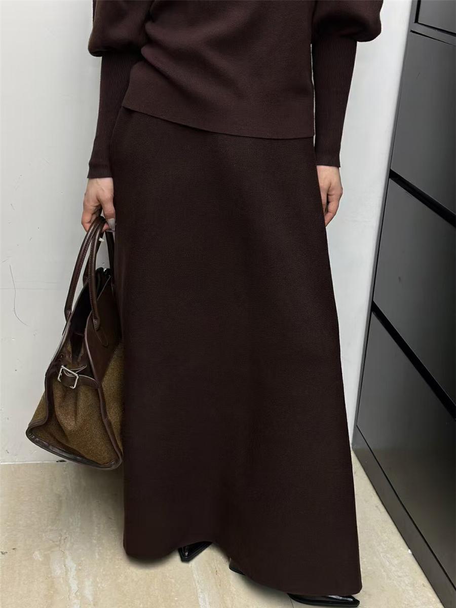 ニット シンプル上質ロングニットスカート