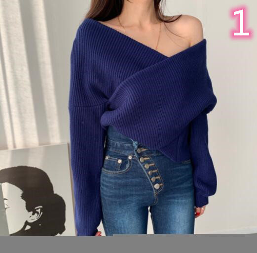 春秋用女性向け可愛い長袖ニット通勤セーター