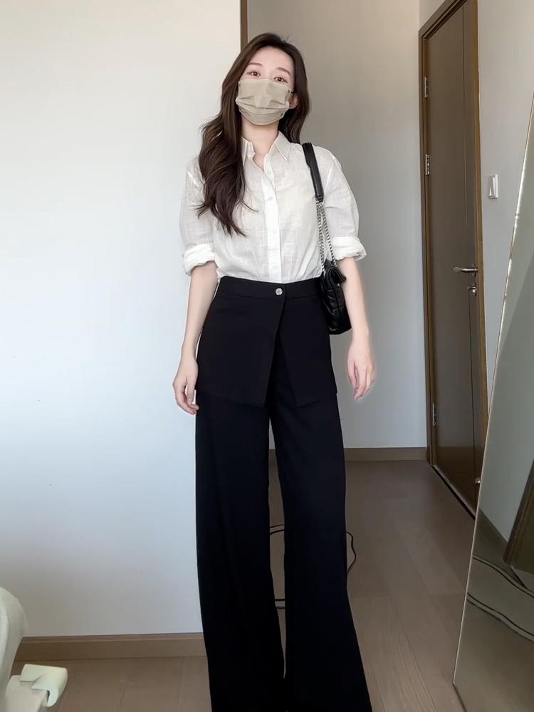 ニット ニット 重ね巻きデザインワイドパンツ