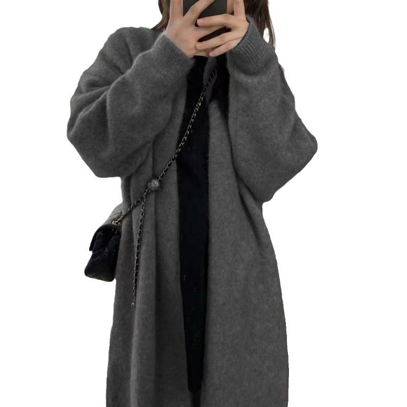 レディースニットカーディガン韓国風ロング丈5色展開