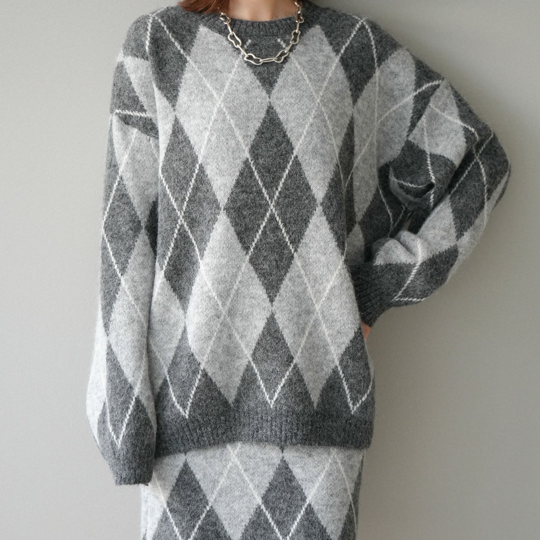 アーガイル柄ニットセーター&スカートセット