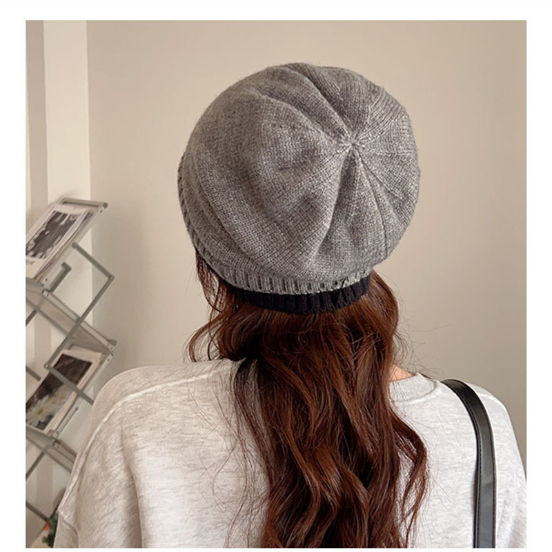 秋冬新作ニット帽バイカラー小顔効果レディース