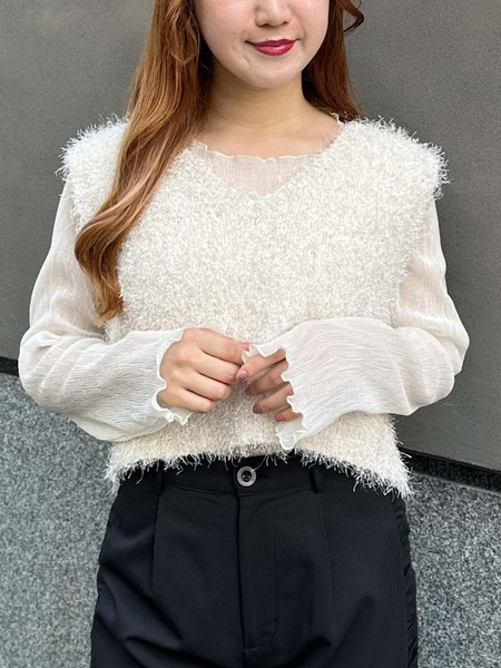 ニット ふわふわ質感シンプルニットベスト