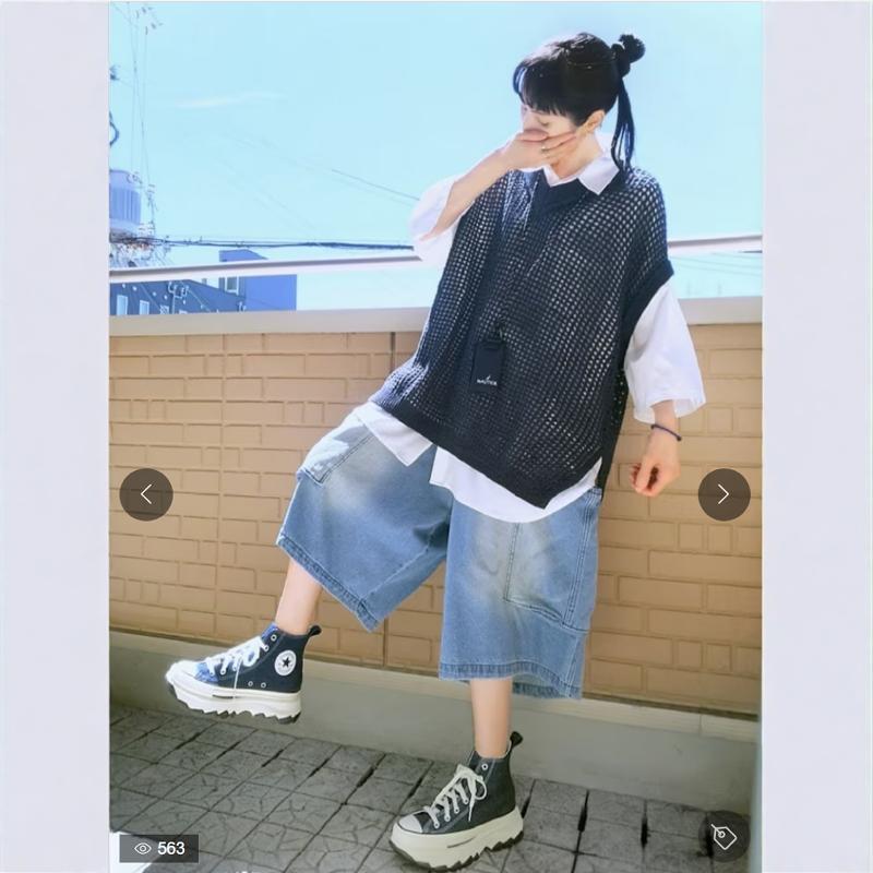 ニット 透かし編みゆったりニットベスト
