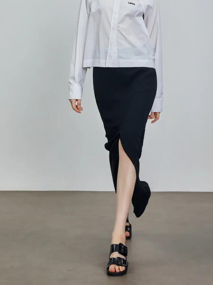 ニット シンプルスリットニットスカート