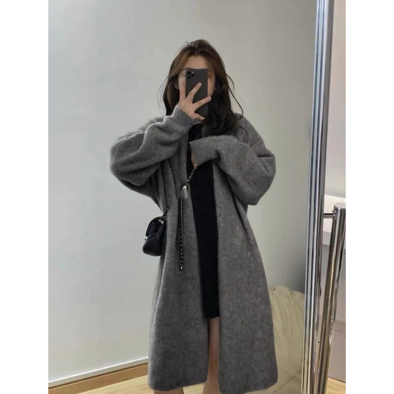 レディースニットカーディガン韓国風ロング丈5色展開