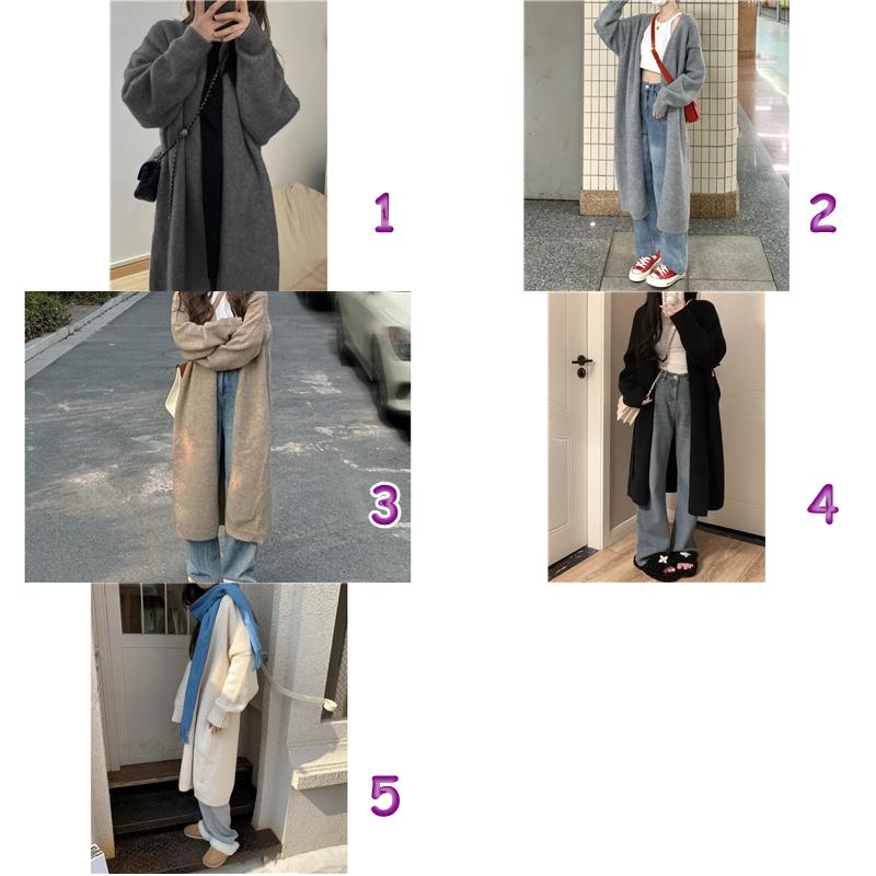 レディースニットカーディガン韓国風ロング丈5色展開