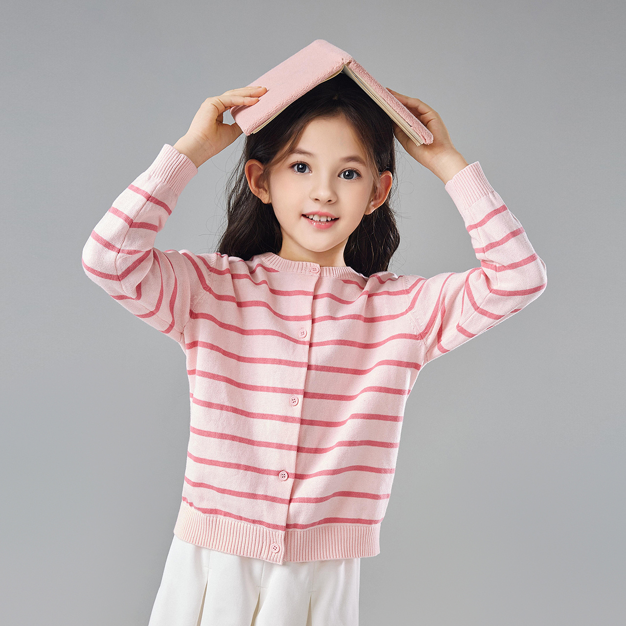 ニット 子供向けボーダーニットカーディガン