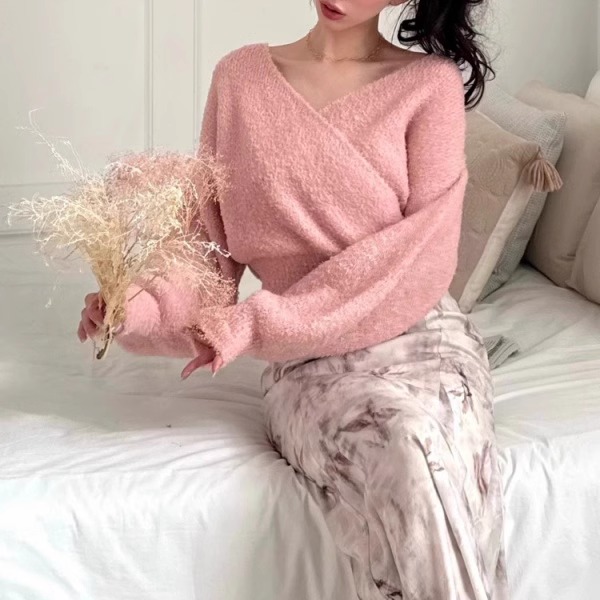 ニット ふわもこカシュクールニット