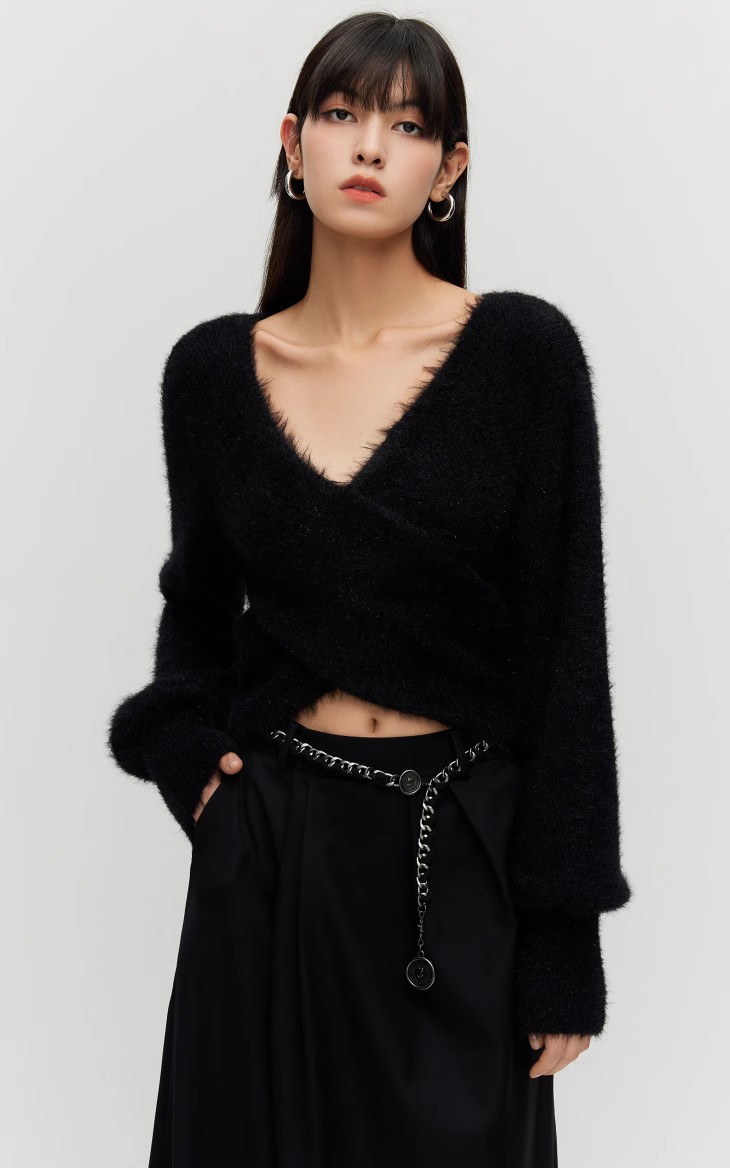 ニット ふわふわカシミア風カシュクールニット