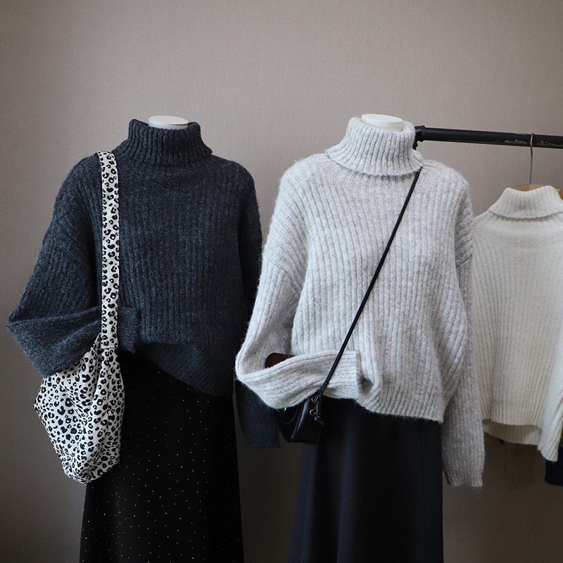 レディース ハイネック ニットセーター 韓国風 9色展開