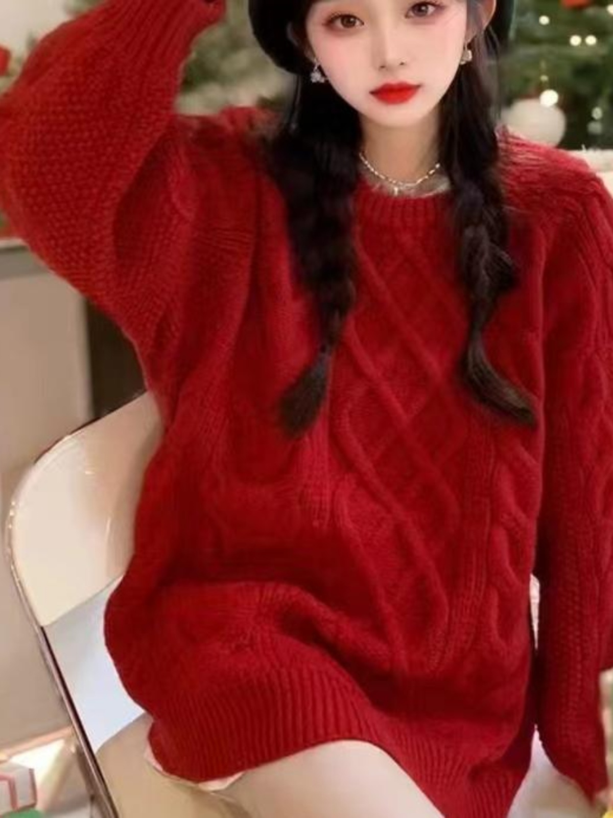 ニット ふんわり編み目の立体ニット