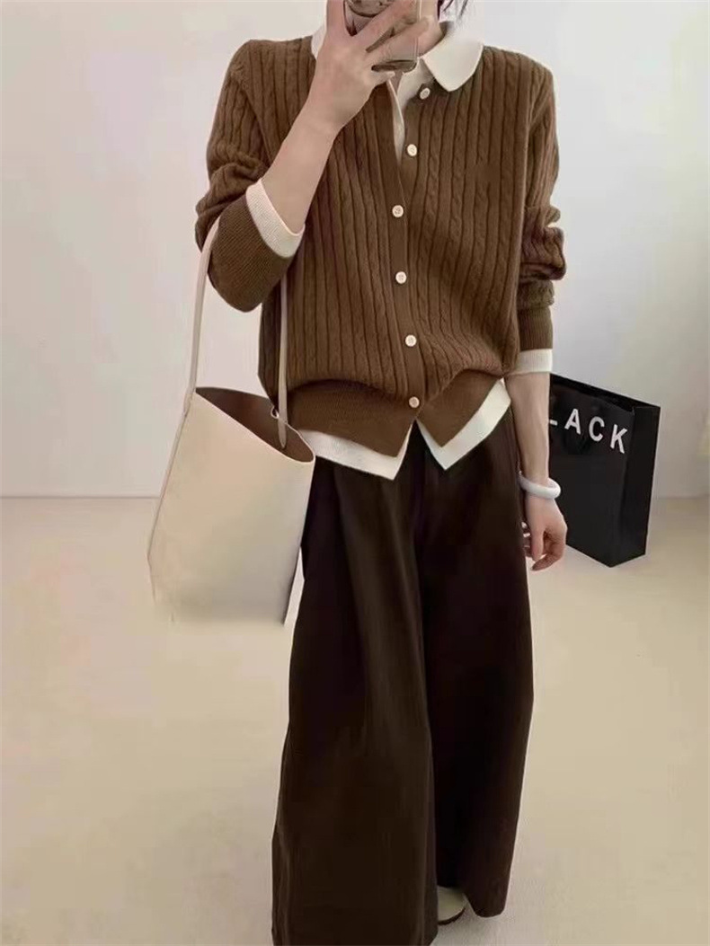 韓国風ケーブル編みニットベスト レディース 5色