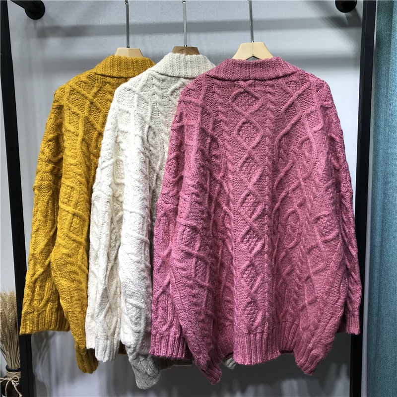 ニット ニット 立体模様のざっくりカーディガン
