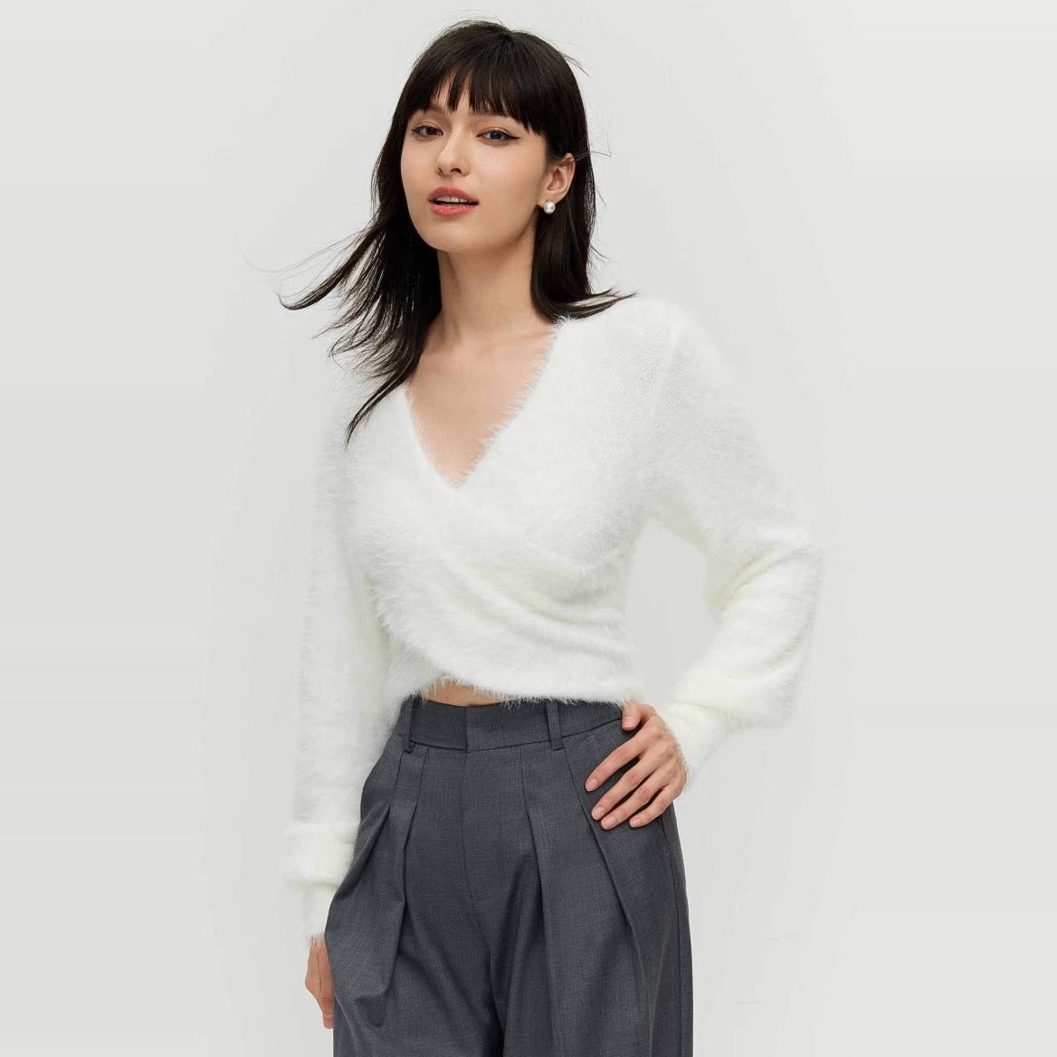 ニット ふわふわカシミア風カシュクールニット