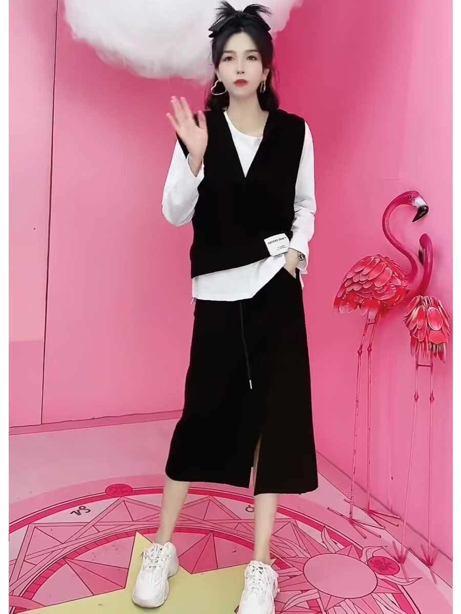 ニット 重ね着風シルエット ニットベスト