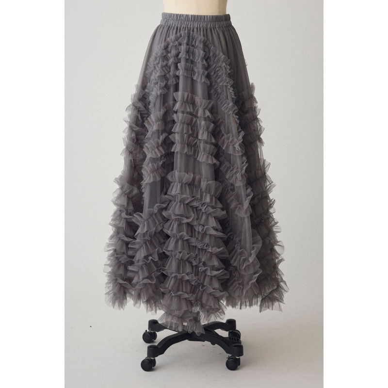 ハイネックニットとチュールスカートセット韓国風