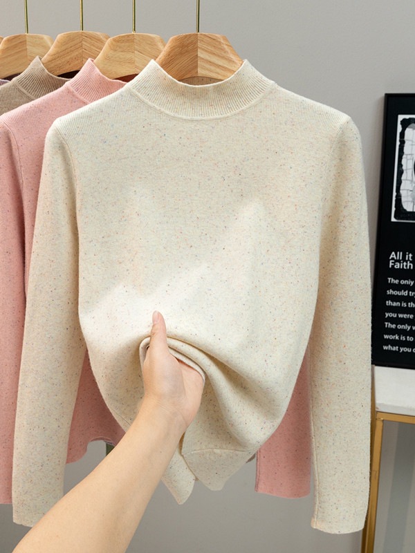 2025新作 秋冬レディース ハイネックニットセーター 長袖プルオーバー