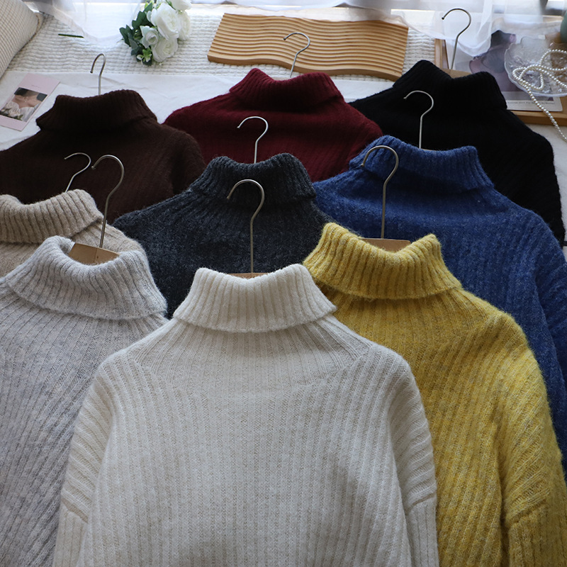 レディース ハイネック ニットセーター 韓国風 9色展開