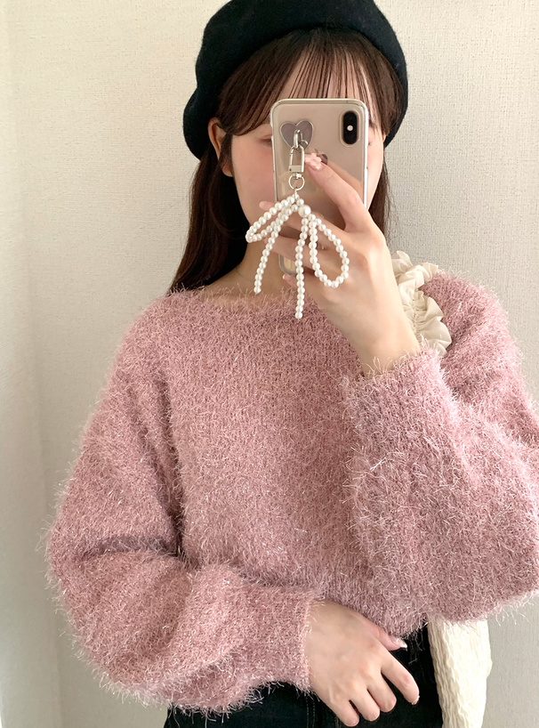 ニット ふわもこオフショルダーニット