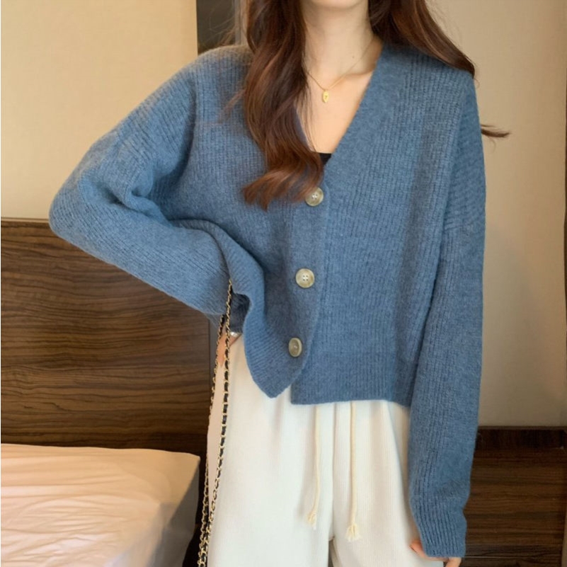 ニット ニット ゆったりシルエット短丈カーディガン