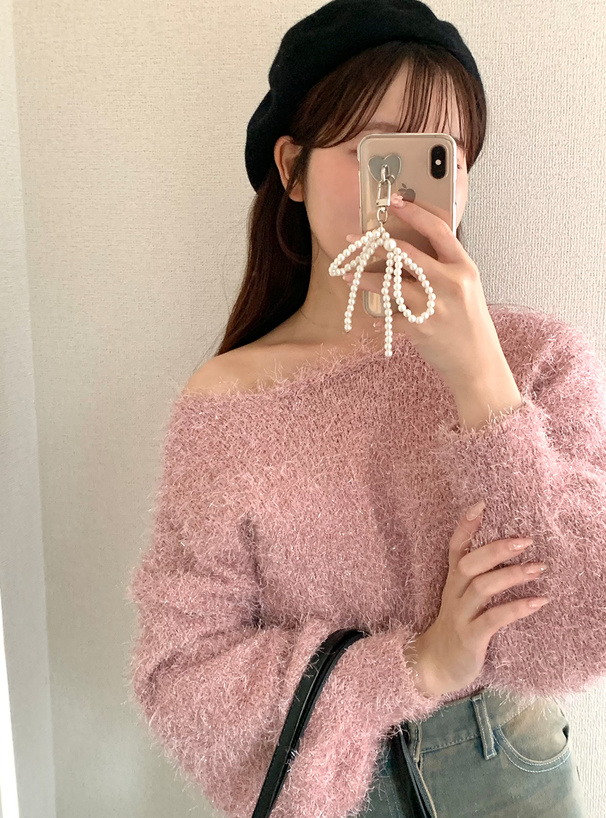 ニット ふわもこオフショルダーニット