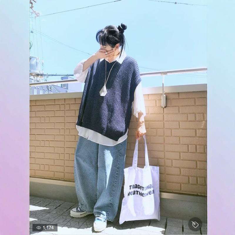 ニット 透かし編みゆったりニットベスト