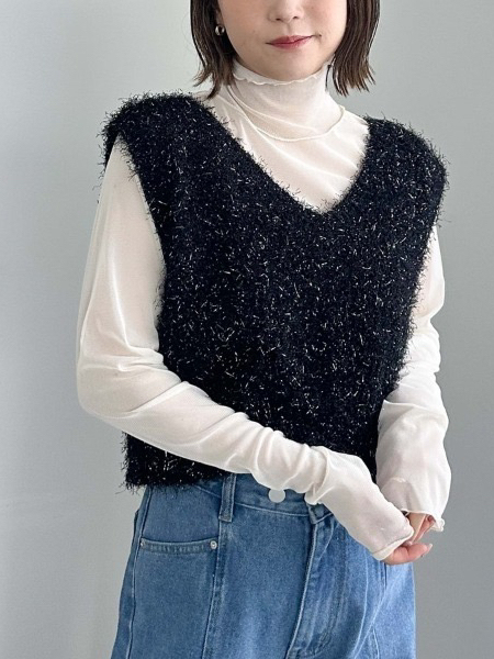 ニット ふわふわ質感シンプルニットベスト