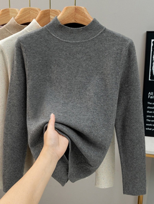 2025新作 秋冬レディース ハイネックニットセーター 長袖プルオーバー