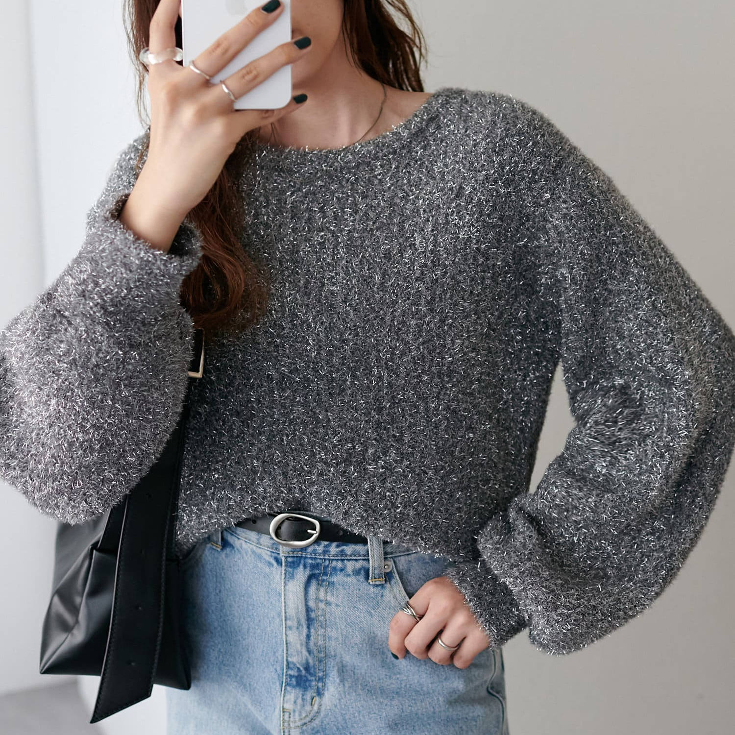 ニット ラメ入りモヘアタッチニット