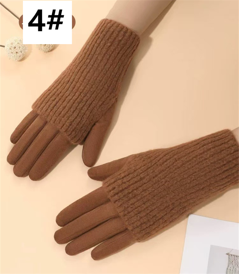 秋冬新作ニット切り替え手袋画面対応暖か女性用